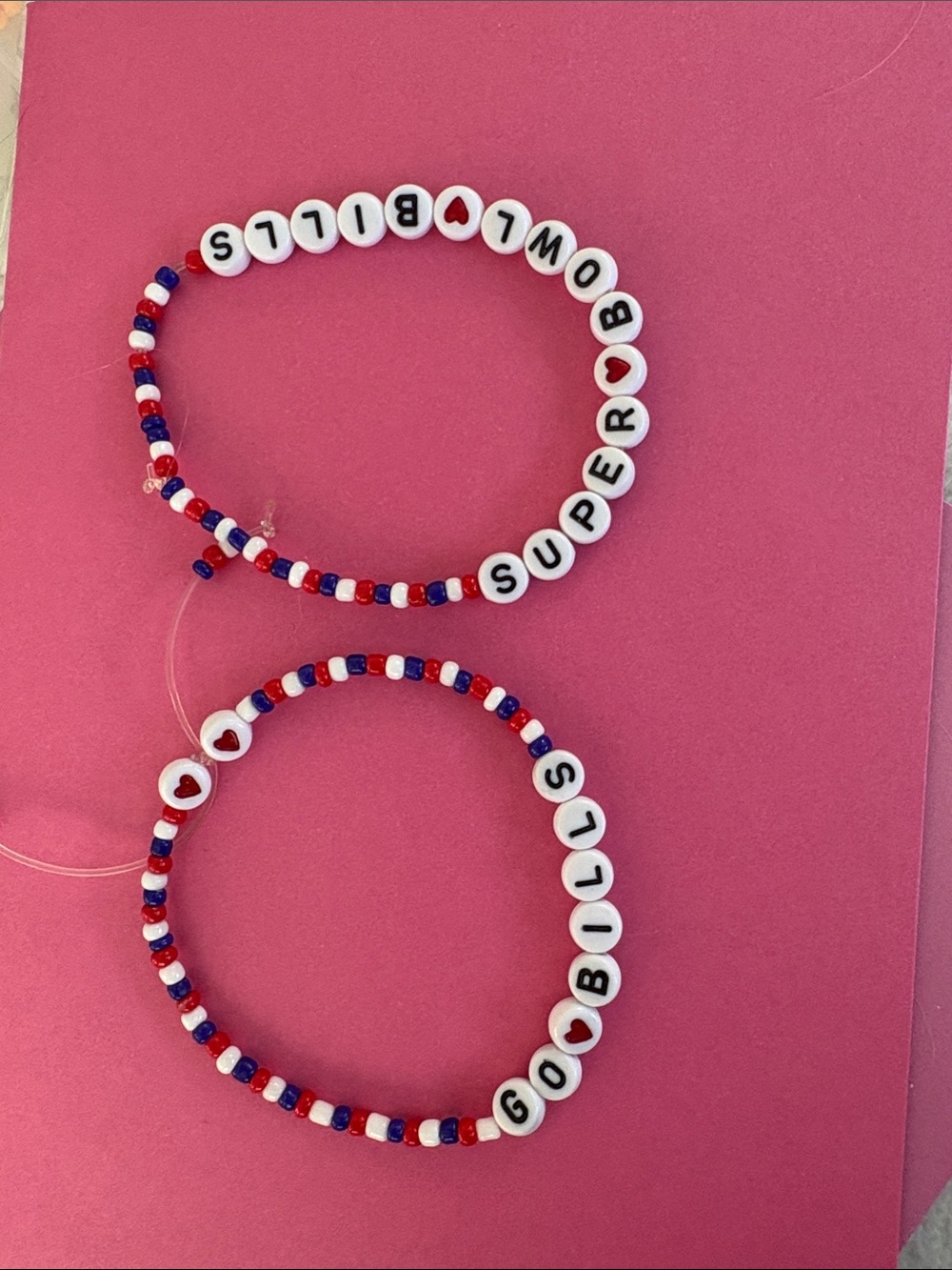 Red, White & Blue Letter Bead Bracelet Set -couples bracelet set.